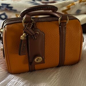 Brown and Orange Leather Handbag